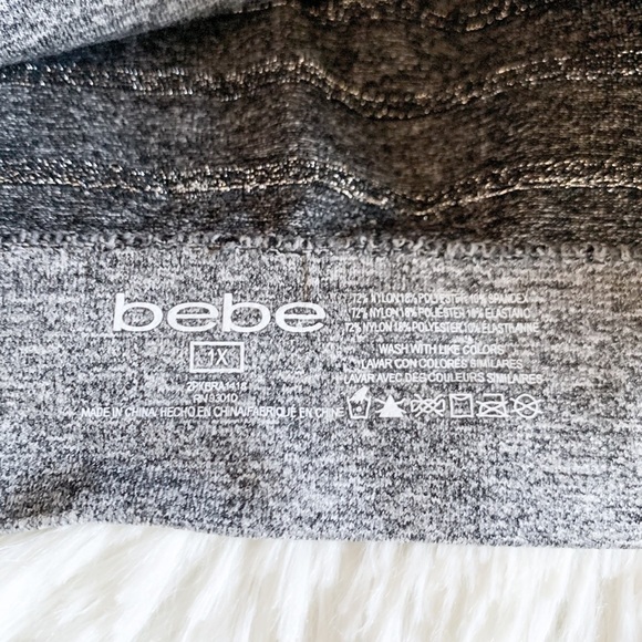 Bebe Gray Black Workout Sports Bra 1x Cup D-E - Picture 3 of 12